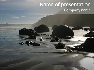 Geoids On The Beach, New Zealand PowerPoint Template