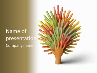 The Tree Made Of Multicolored Plasticine Hands On A White Background PowerPoint Template