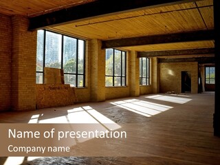 Old Brick Building Is Under Reconstruction For Modern Office Spaces. Downtown Toronto. PowerPoint Template