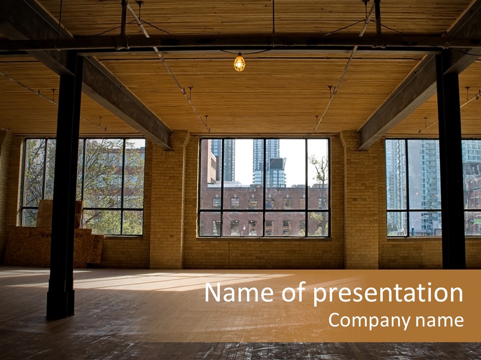 Old Brick Building Is Under Reconstruction For Modern Office Spaces. Downtown Toronto. PowerPoint Template