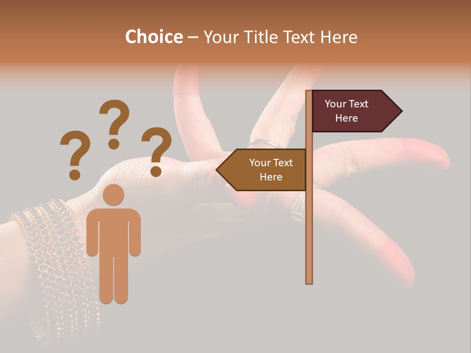 A Woman's Hand With Red Nail Polish On It PowerPoint Template