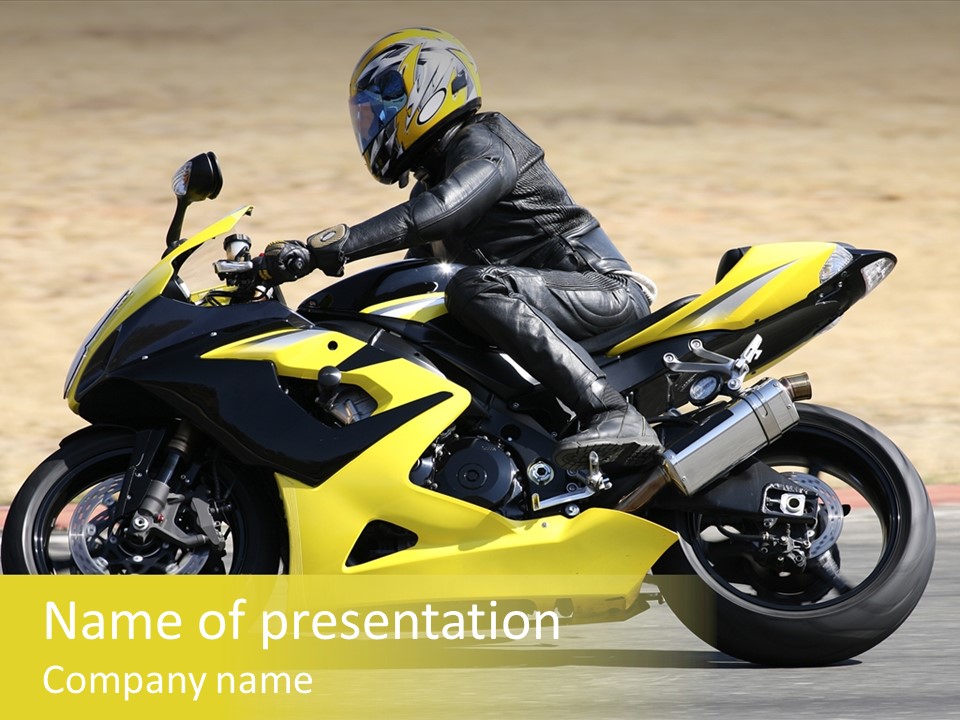 High Speed Superbike On The Circuit (All Logos And Trademarks Removed) PowerPoint Template