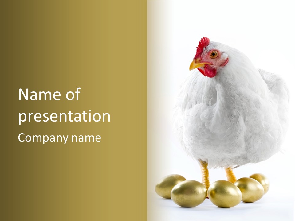 Image Of Hen Surrounded By Golden Eggs PowerPoint Template