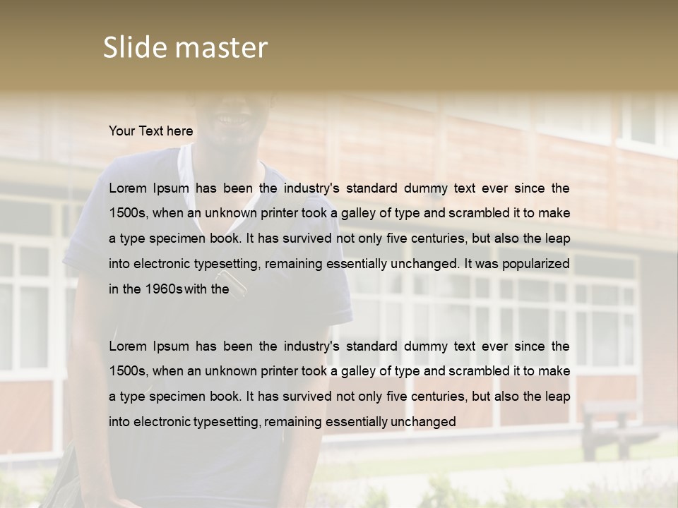 College Student Stood Outside PowerPoint Template