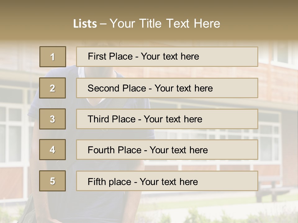 College Student Stood Outside PowerPoint Template