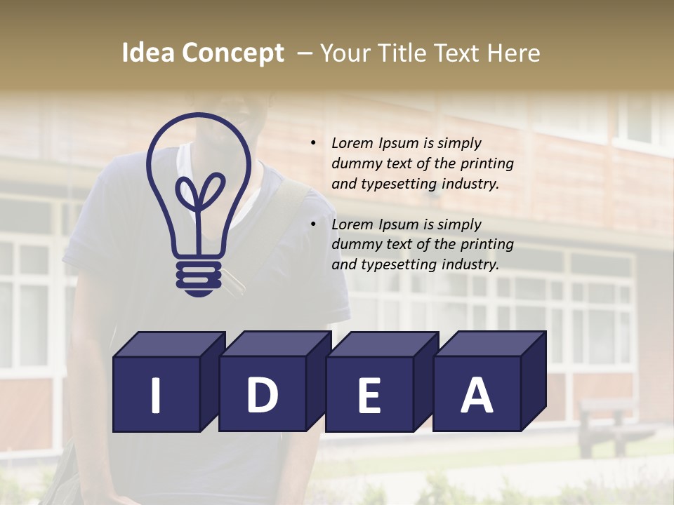 College Student Stood Outside PowerPoint Template