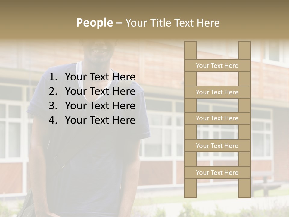 College Student Stood Outside PowerPoint Template