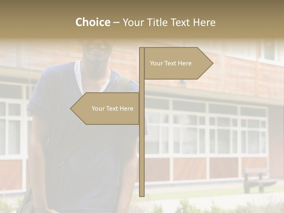 College Student Stood Outside PowerPoint Template