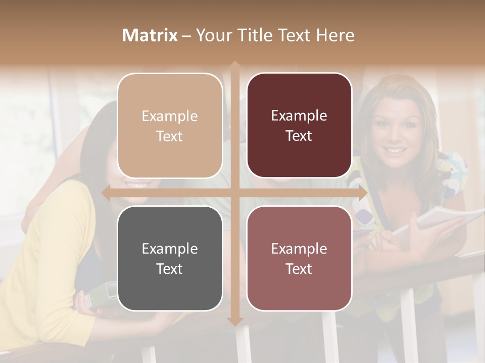 College Students Stood By Staircase PowerPoint Template