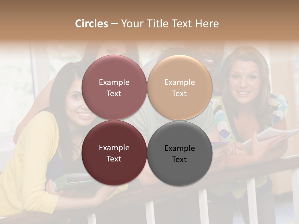 College Students Stood By Staircase PowerPoint Template