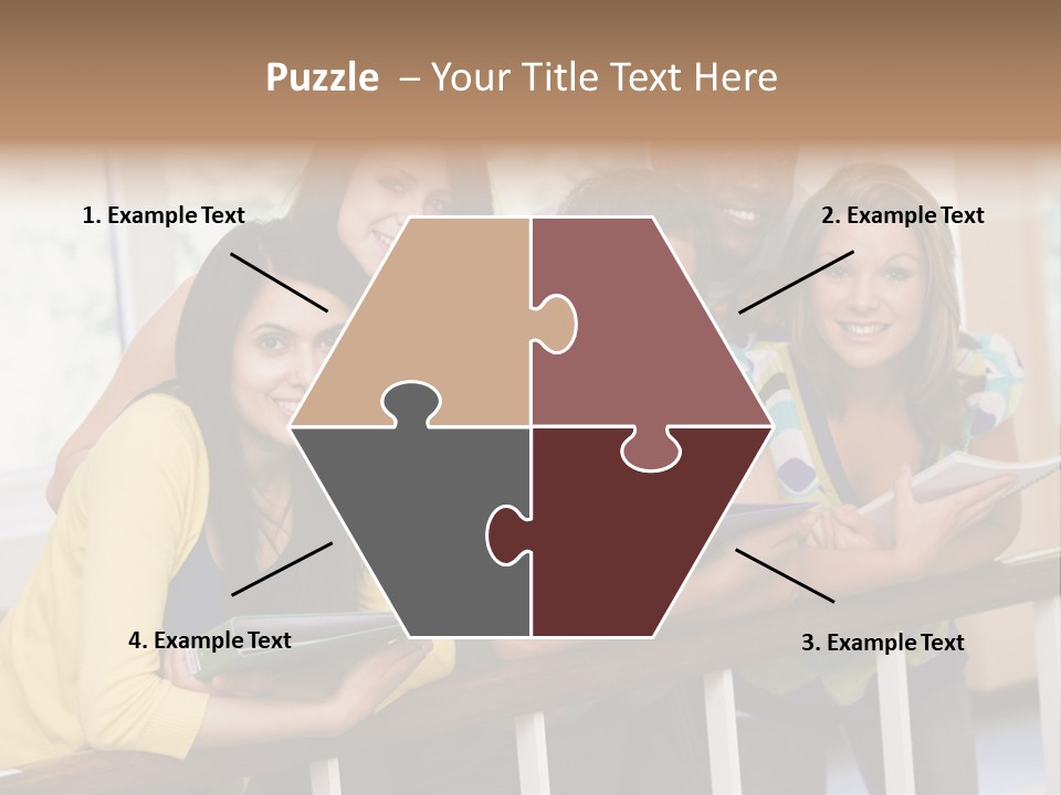 College Students Stood By Staircase PowerPoint Template