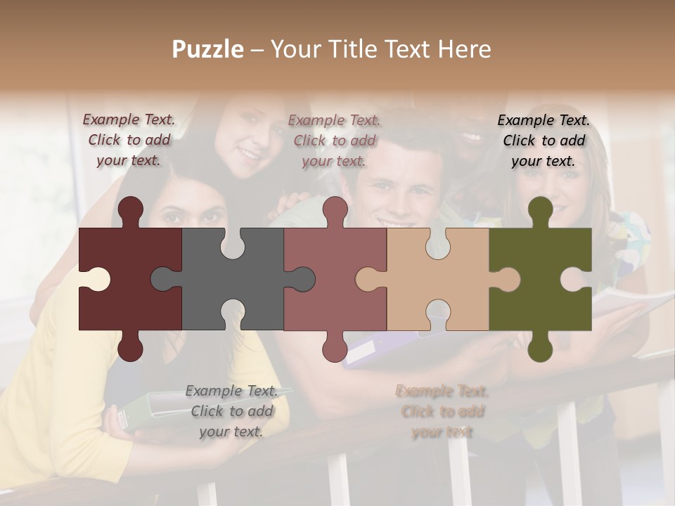 College Students Stood By Staircase PowerPoint Template