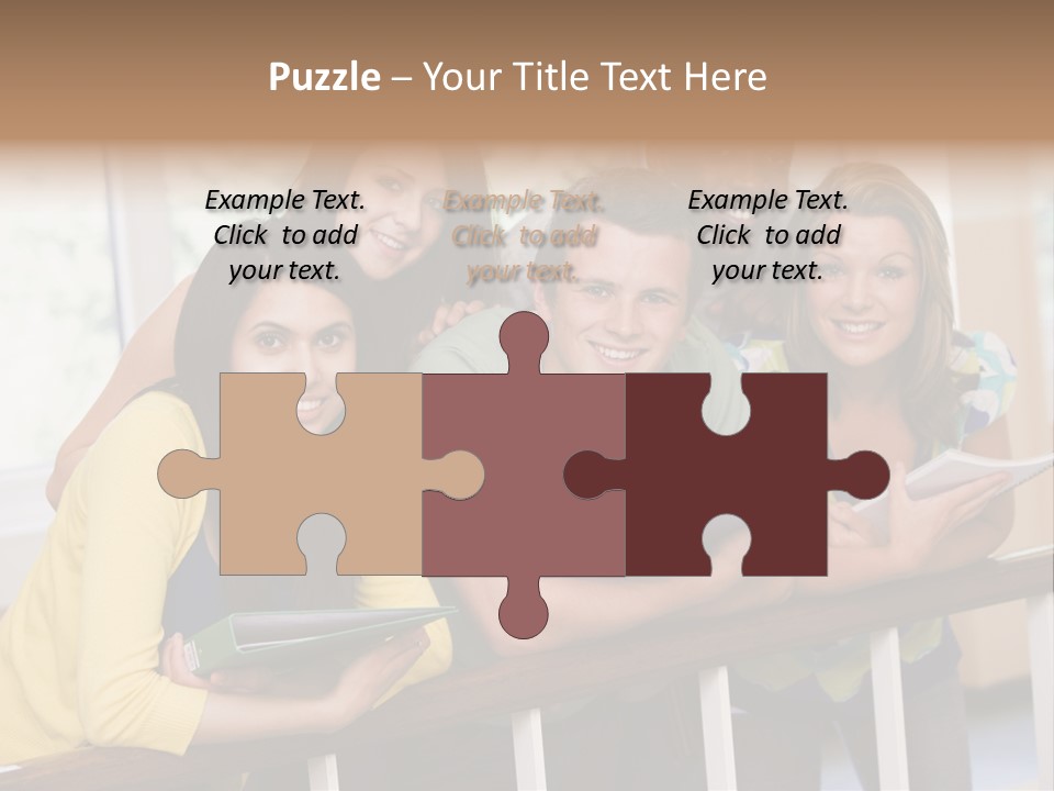 College Students Stood By Staircase PowerPoint Template