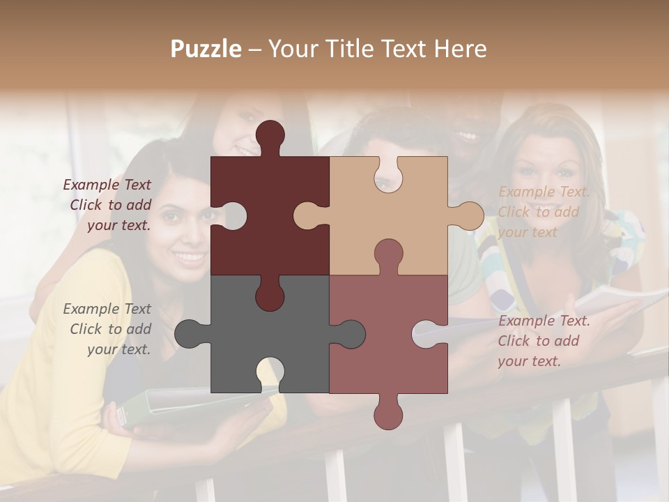 College Students Stood By Staircase PowerPoint Template