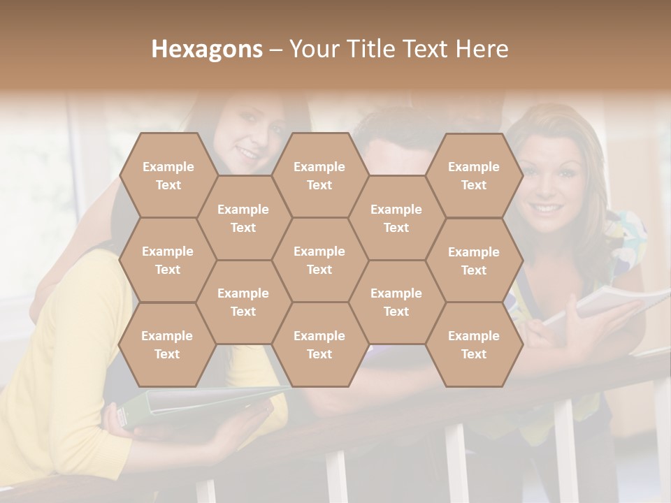 College Students Stood By Staircase PowerPoint Template