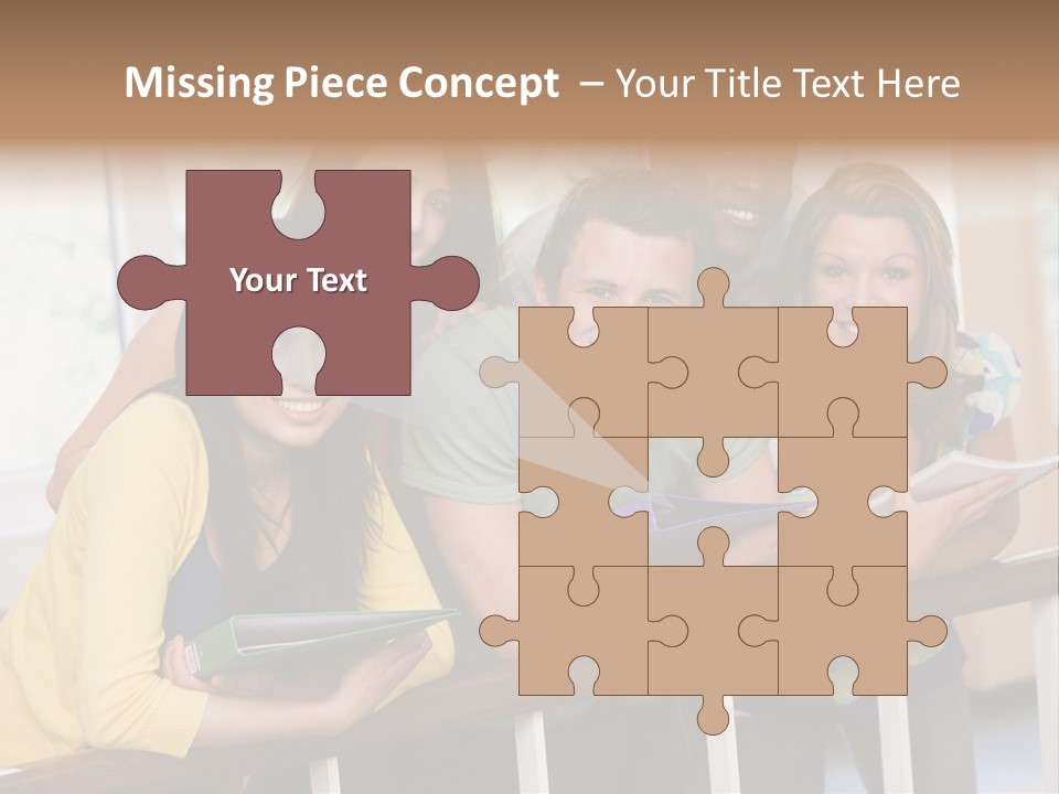 College Students Stood By Staircase PowerPoint Template