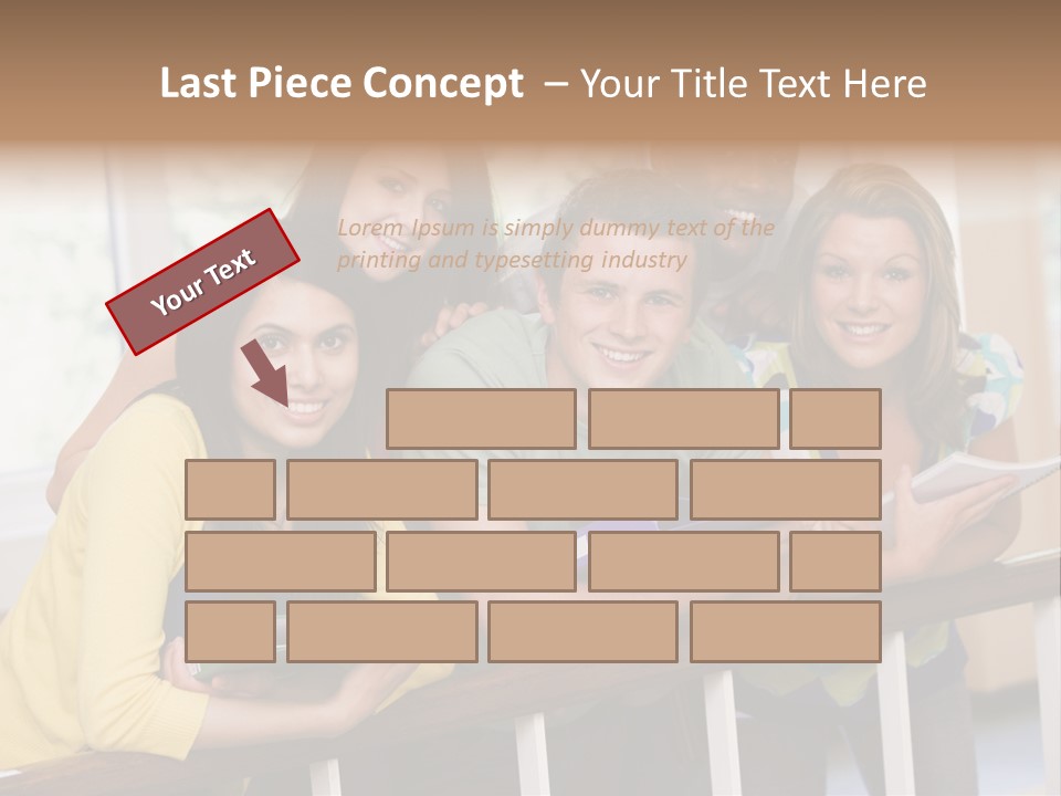 College Students Stood By Staircase PowerPoint Template