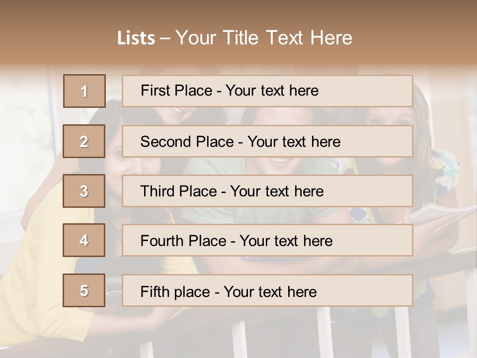College Students Stood By Staircase PowerPoint Template