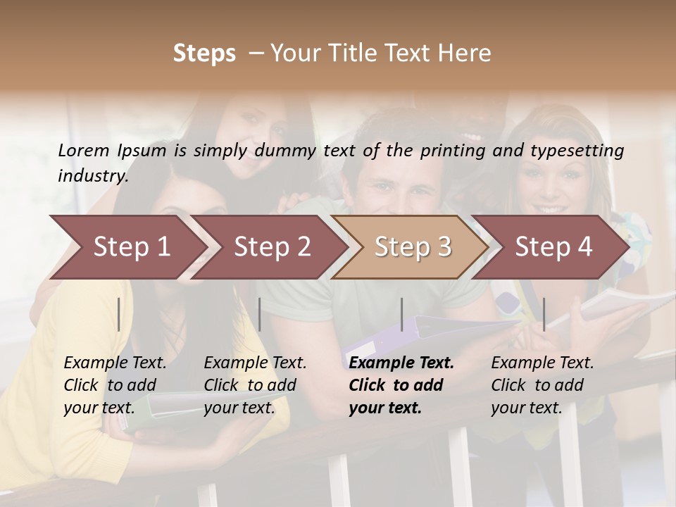 College Students Stood By Staircase PowerPoint Template