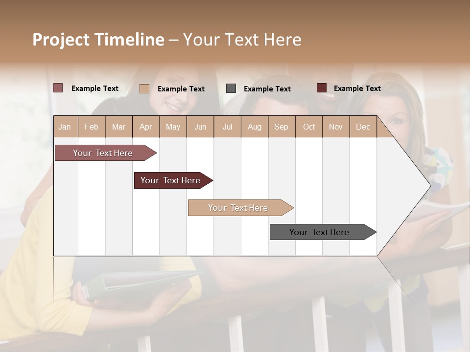 College Students Stood By Staircase PowerPoint Template