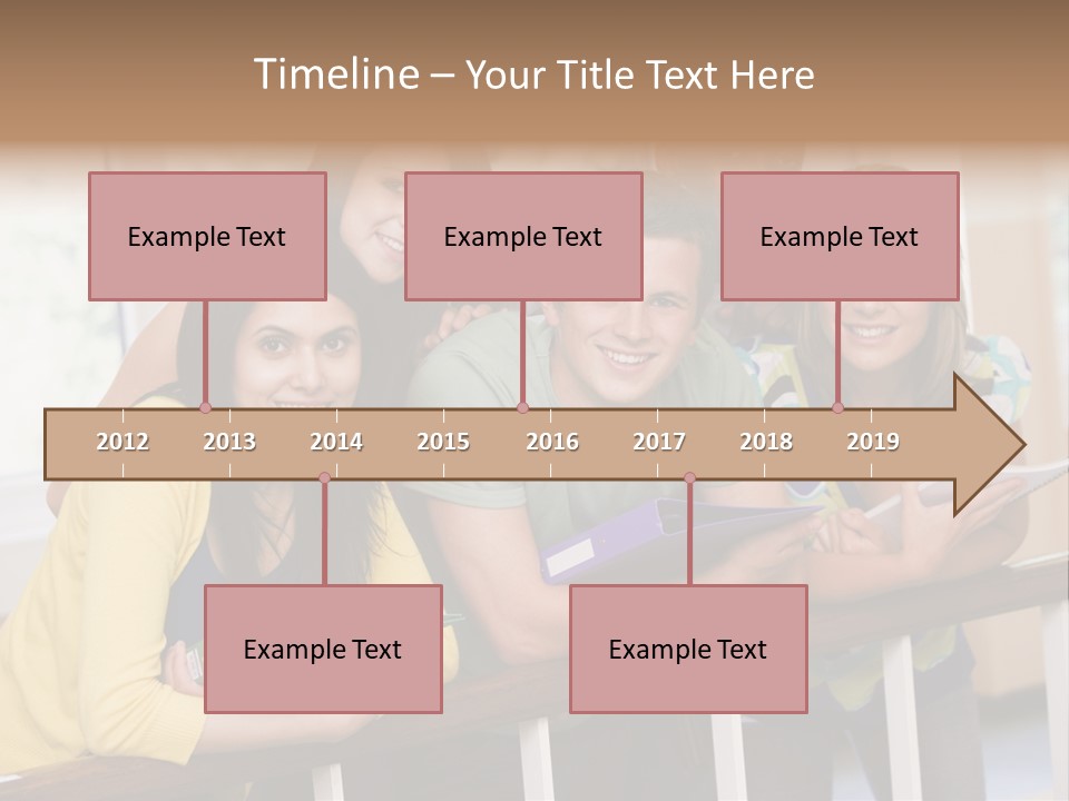 College Students Stood By Staircase PowerPoint Template