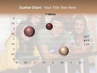 College Students Stood By Staircase PowerPoint Template