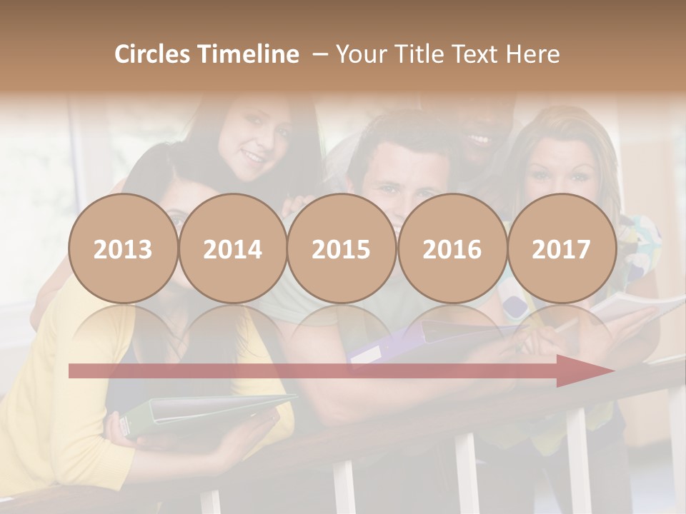 College Students Stood By Staircase PowerPoint Template