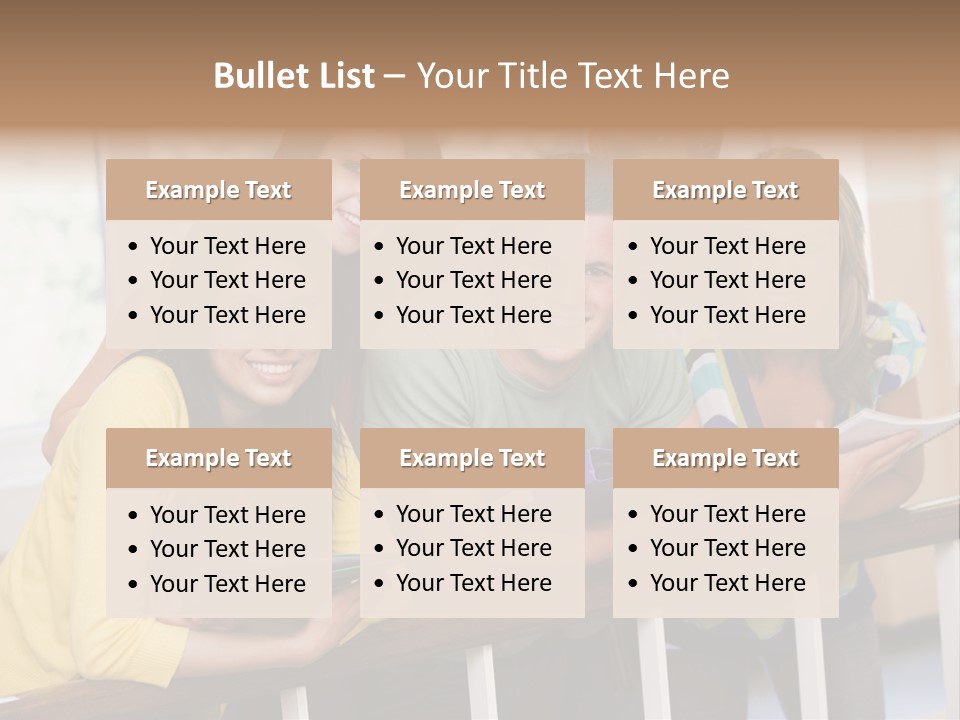College Students Stood By Staircase PowerPoint Template