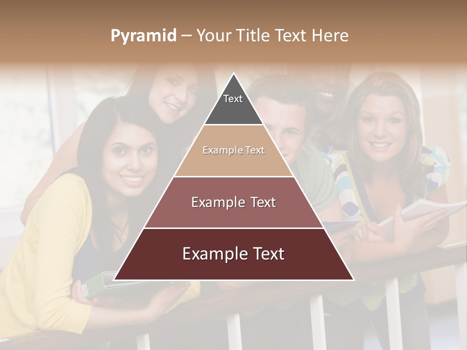 College Students Stood By Staircase PowerPoint Template