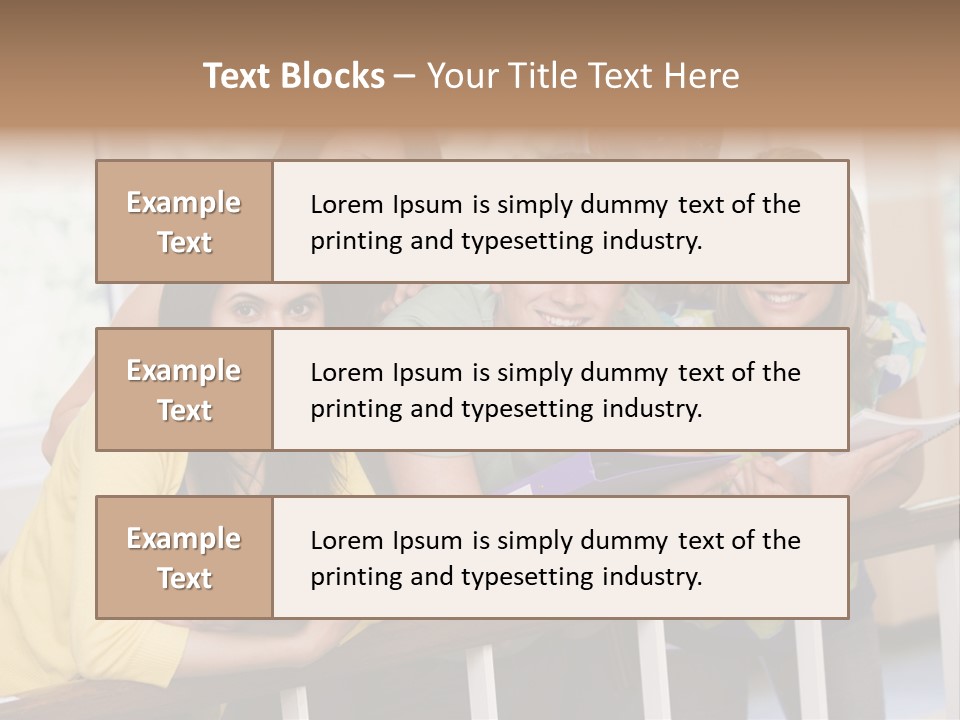 College Students Stood By Staircase PowerPoint Template