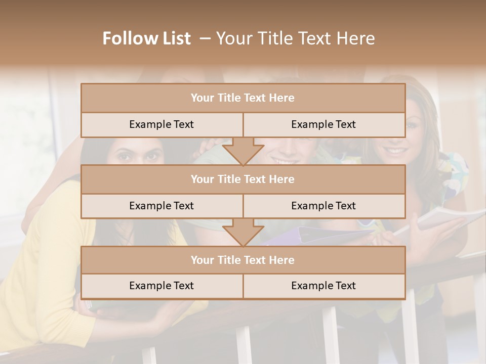 College Students Stood By Staircase PowerPoint Template