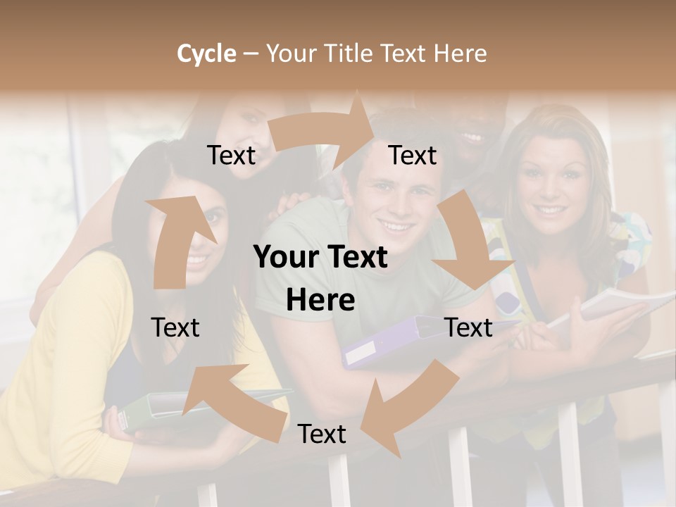 College Students Stood By Staircase PowerPoint Template