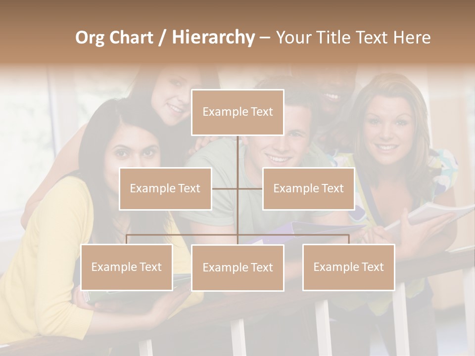 College Students Stood By Staircase PowerPoint Template