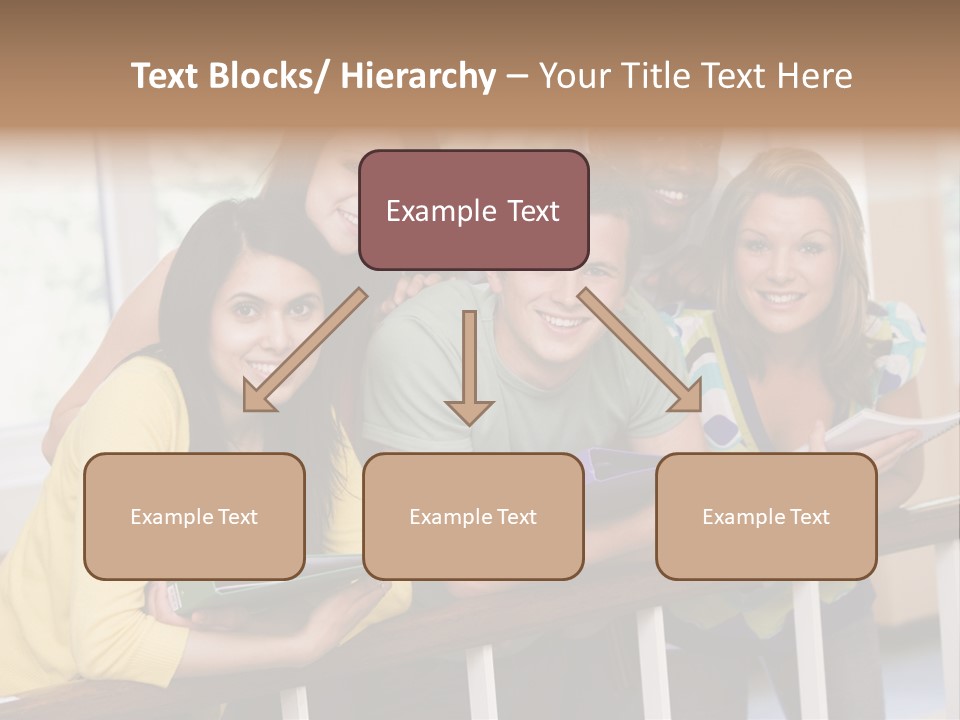College Students Stood By Staircase PowerPoint Template