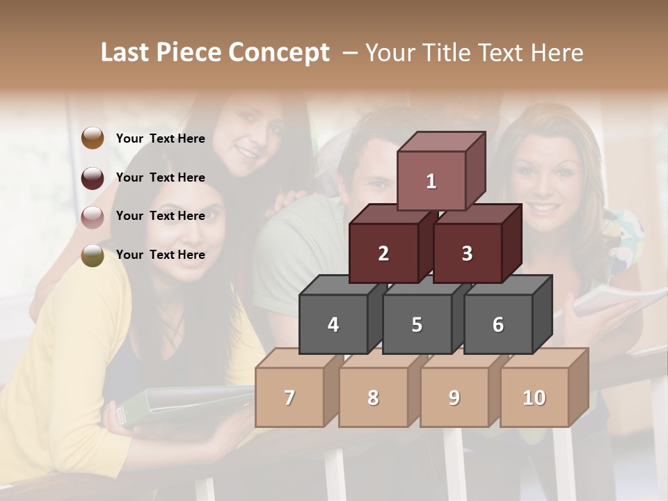 College Students Stood By Staircase PowerPoint Template