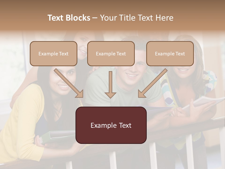 College Students Stood By Staircase PowerPoint Template