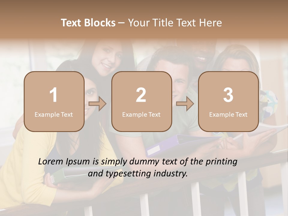 College Students Stood By Staircase PowerPoint Template