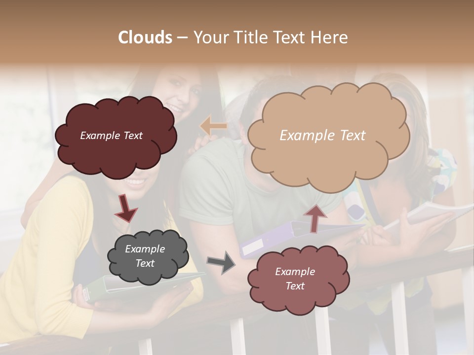 College Students Stood By Staircase PowerPoint Template
