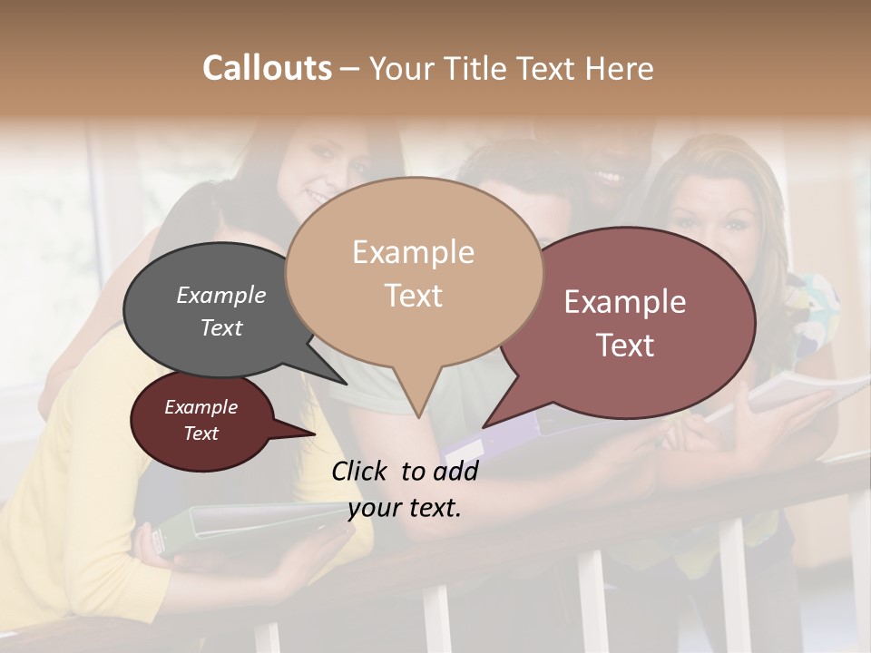 College Students Stood By Staircase PowerPoint Template