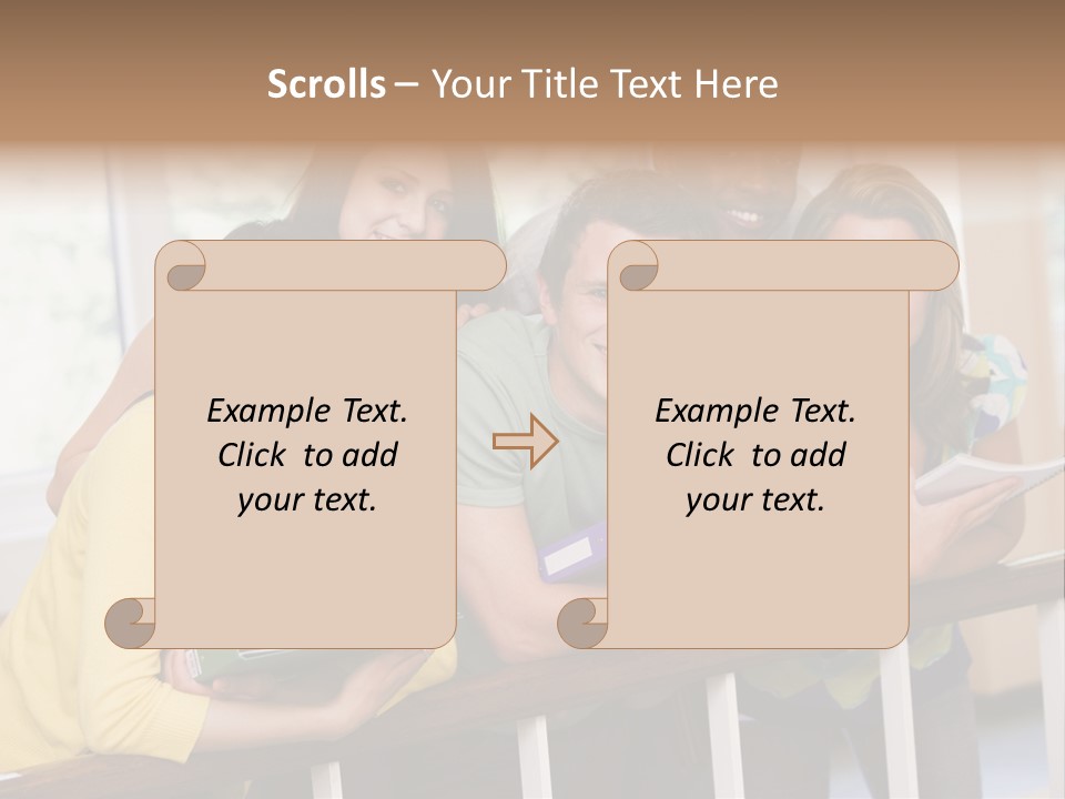 College Students Stood By Staircase PowerPoint Template