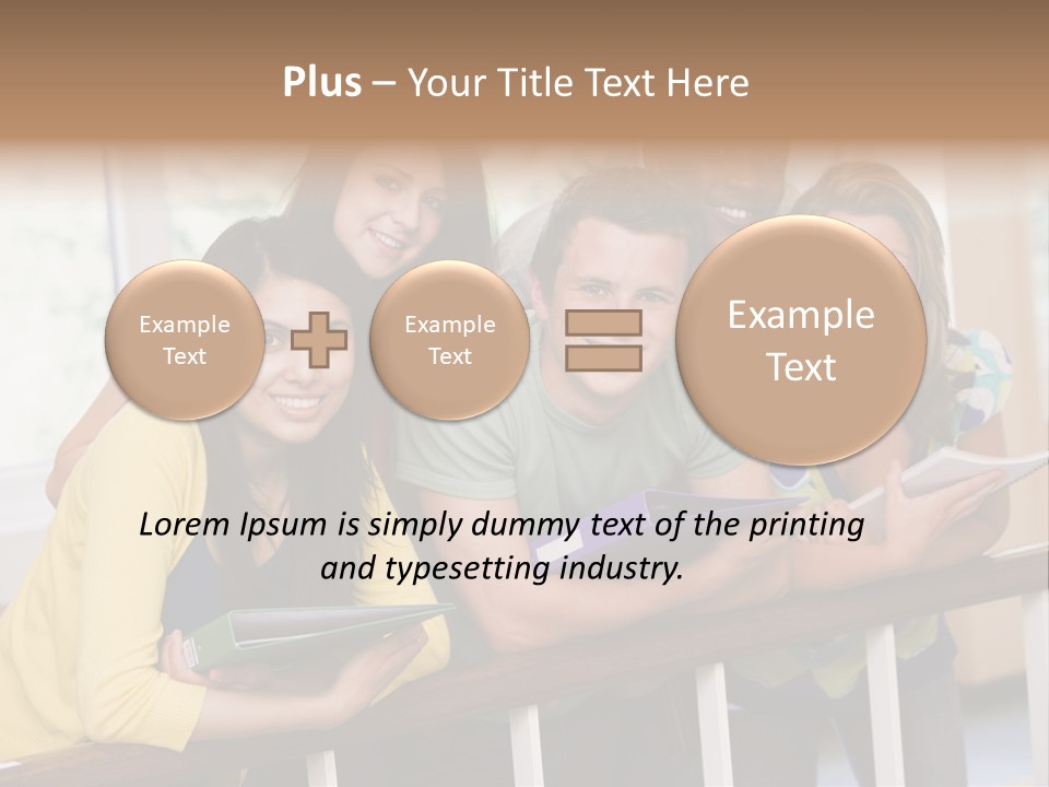 College Students Stood By Staircase PowerPoint Template