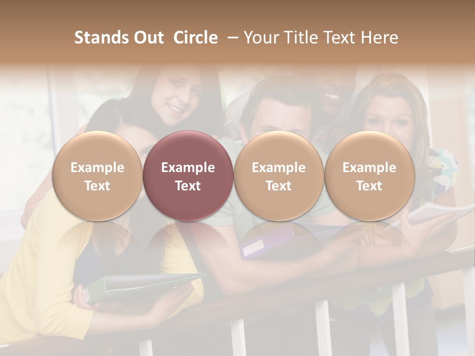 College Students Stood By Staircase PowerPoint Template