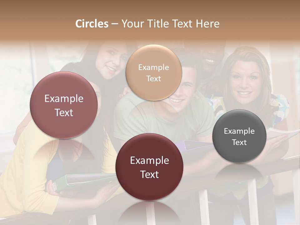 College Students Stood By Staircase PowerPoint Template