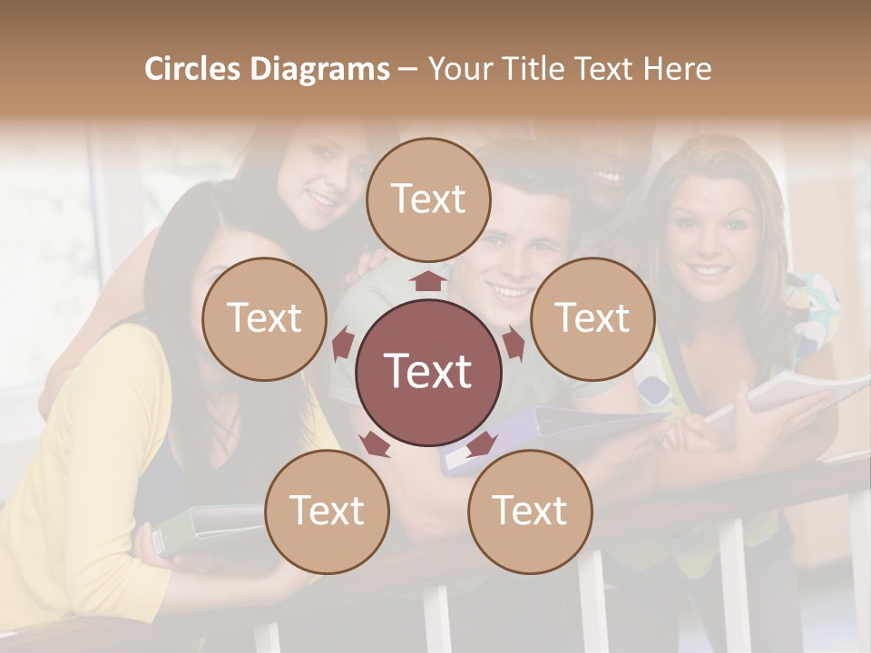 College Students Stood By Staircase PowerPoint Template