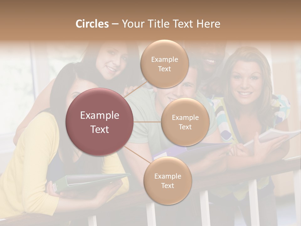 College Students Stood By Staircase PowerPoint Template