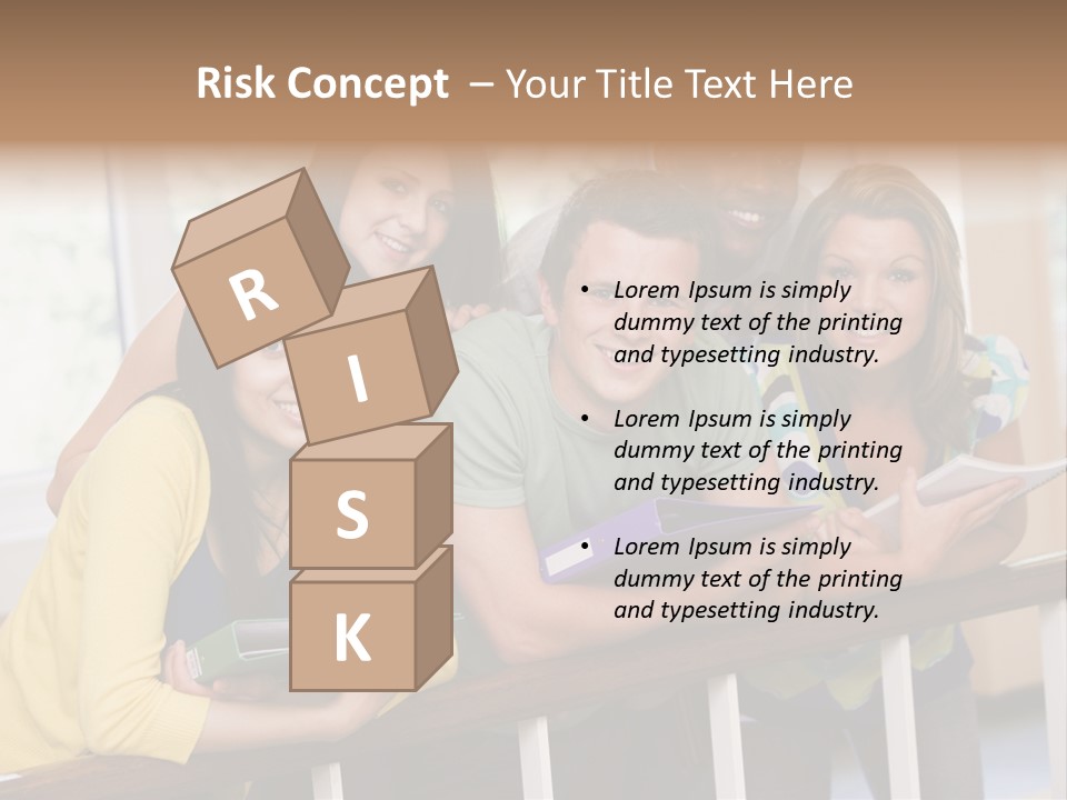 College Students Stood By Staircase PowerPoint Template