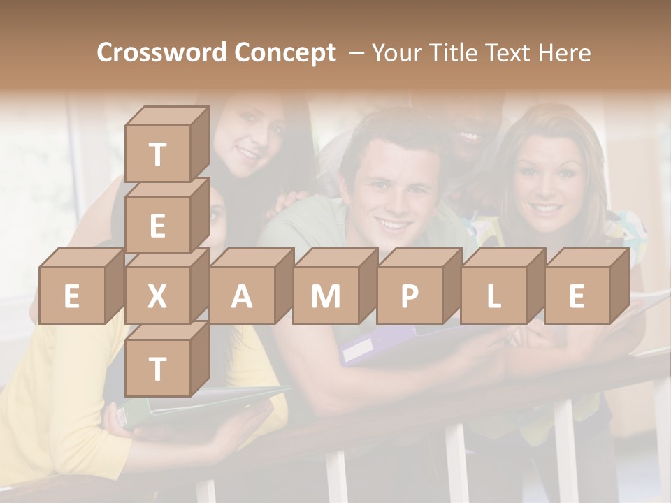 College Students Stood By Staircase PowerPoint Template