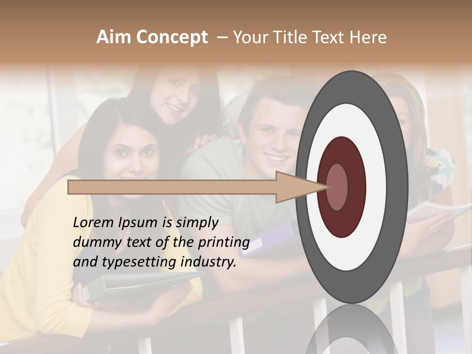 College Students Stood By Staircase PowerPoint Template