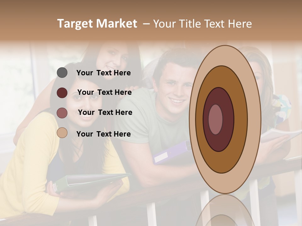 College Students Stood By Staircase PowerPoint Template