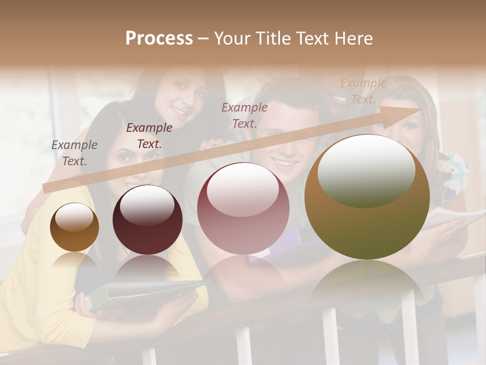College Students Stood By Staircase PowerPoint Template